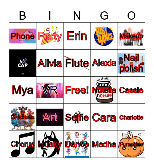 Mya's Bingo Card