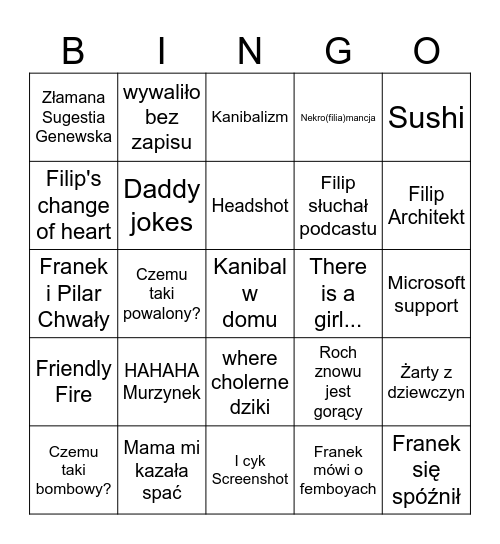 The Forest Bingo Card