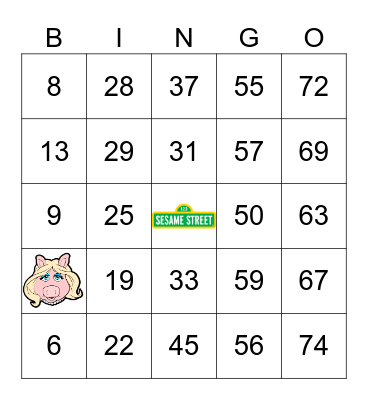 Sesame Street Bingo Card