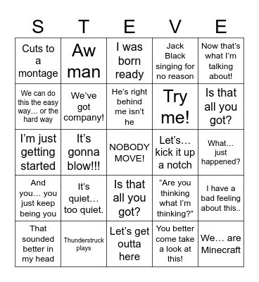 I… am STEVE Bingo Card