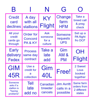 April Bingo Card