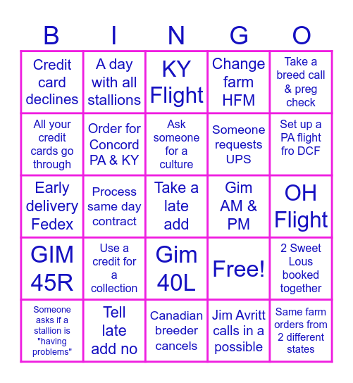 April Bingo Card