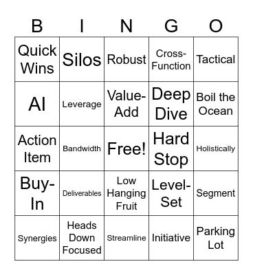 Buzz Words Bingo Card