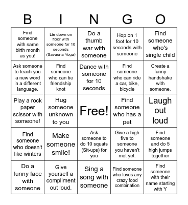 Meet and Greet Bingo Card