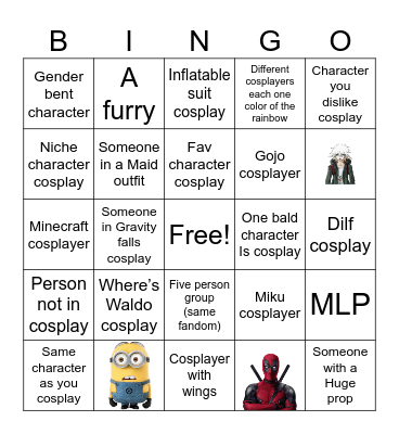 Anime detour 2025 Bingo Card
