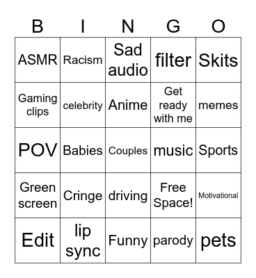 Crying bingo Card