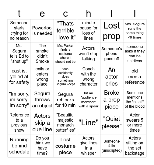 Tech Week Bingo night 2 Bingo Card