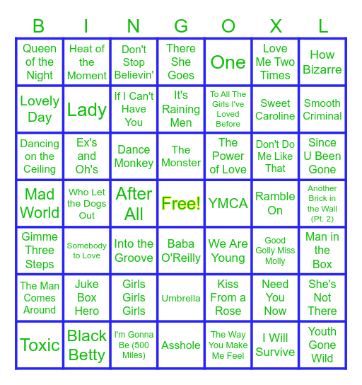 MUSIC BINGO at the Ann Arbor Eagles! Bingo Card