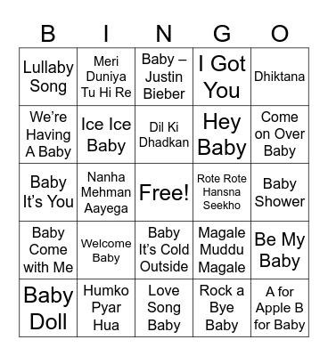 Baby Shower Bingo Card