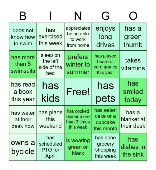 friday funday Bingo Card