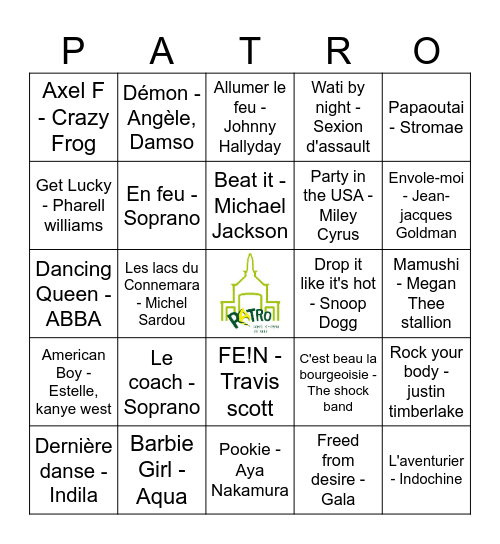 Bingo Blind Test Bingo Card