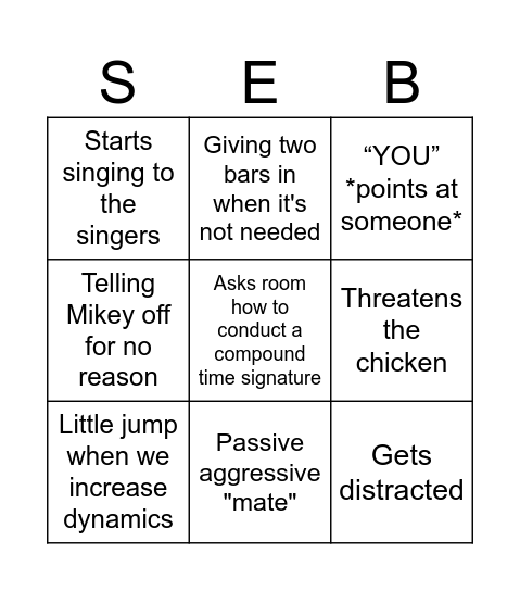 SEB BINGO Card