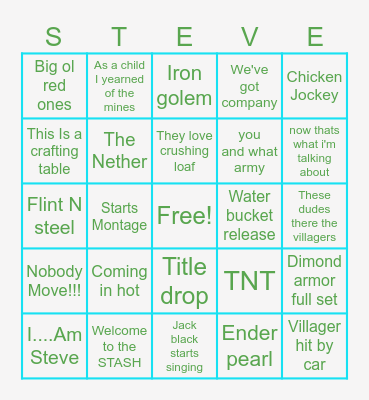 Minecraft Bingo Card