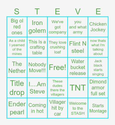 Minecraft Bingo Card