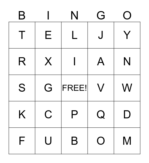 Alphabet  Bingo Card