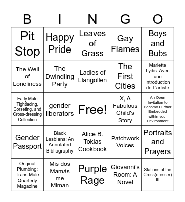 Drag Show Bingo Card