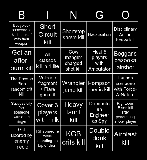 Team Fortress 2 Bingo Card