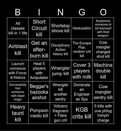 Team Fortress 2 Bingo Card