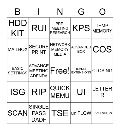 Feature Bingo Card