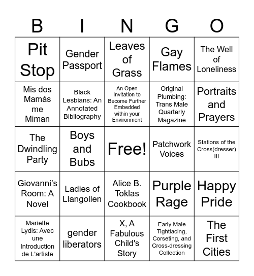 Drag Show Bingo Card