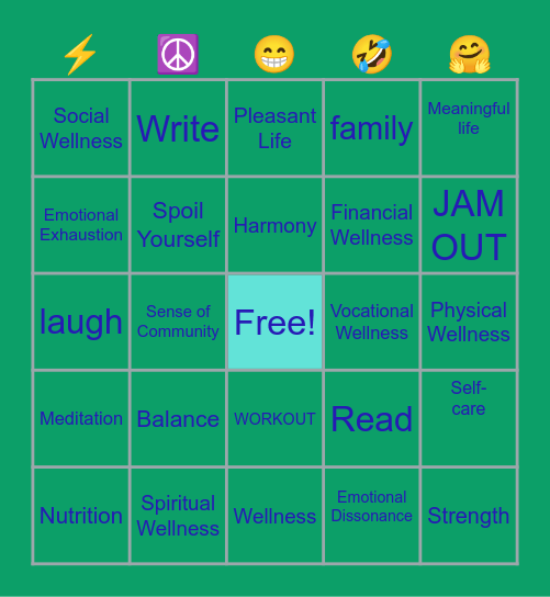 WELLNESS Bingo Card