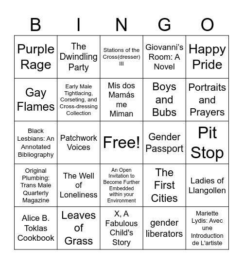 Drag Show Bingo Card