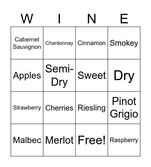 Wineo Bingo Card
