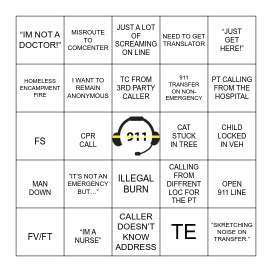 DISPATCH BINGO Card