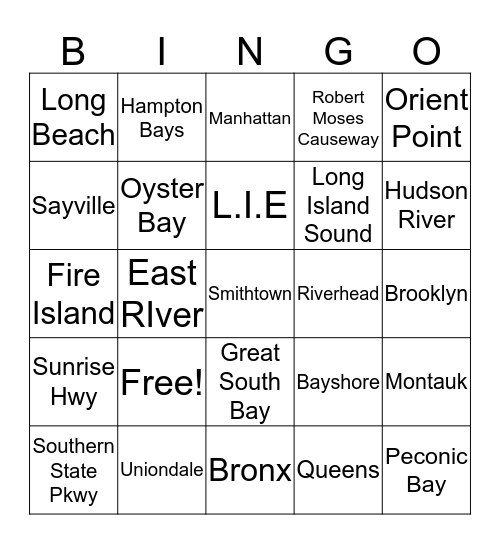 Long Island Bingo Card