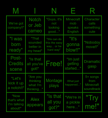 We are Minecraft!!! Bingo Card