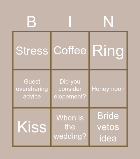 Josh & Alyssa Bingo Card