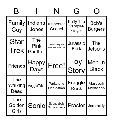 Theme Songs Bingo Card