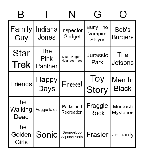 Theme Songs Bingo Card