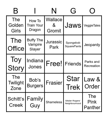 Theme Songs Bingo Card