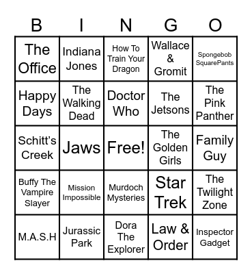 Theme Songs Bingo Card