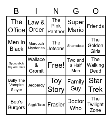 Theme Songs Bingo Card