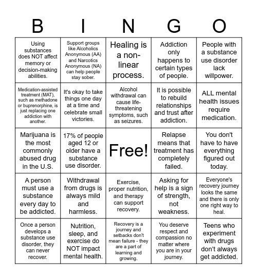 True or False Bingo Card