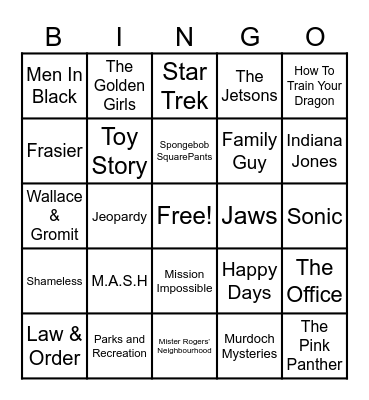 Theme Songs Bingo Card