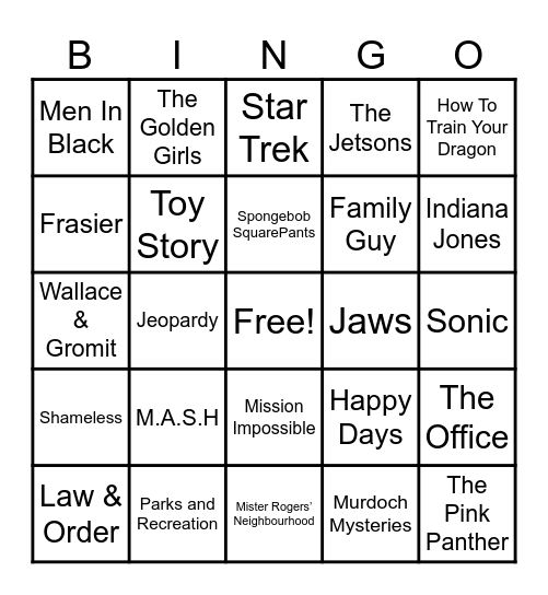 Theme Songs Bingo Card