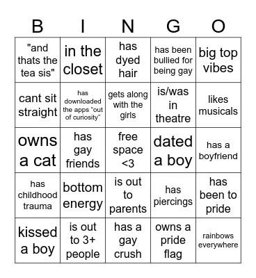 GAY BINGO Card