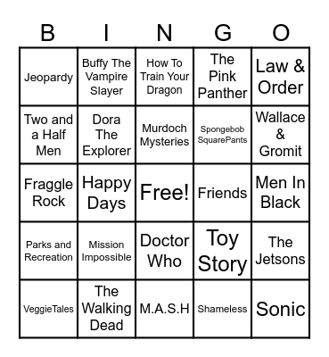 Theme Songs Bingo Card