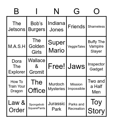 Theme Songs Bingo Card