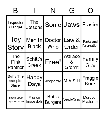 Theme Songs Bingo Card
