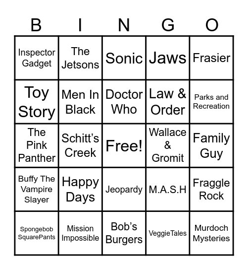 Theme Songs Bingo Card