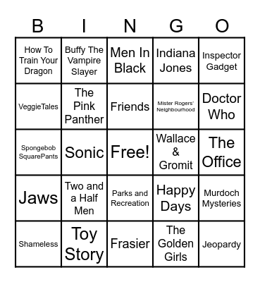 Theme Songs Bingo Card