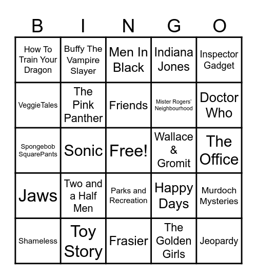 Theme Songs Bingo Card