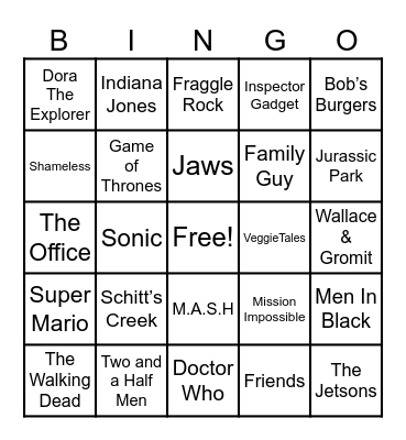 Theme Songs Bingo Card