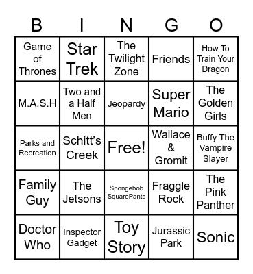Theme Songs Bingo Card