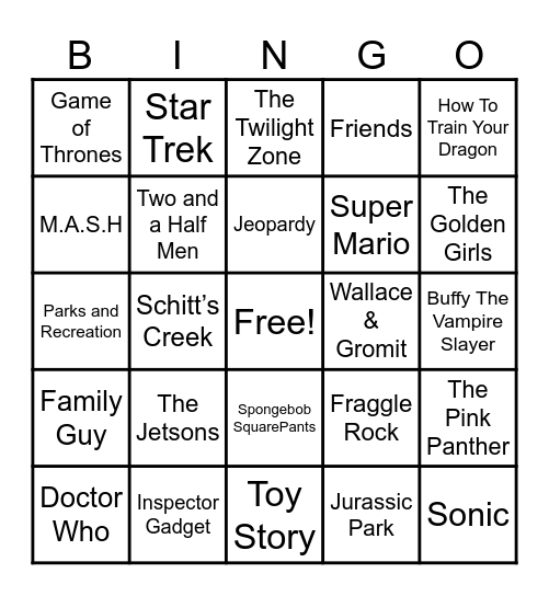 Theme Songs Bingo Card