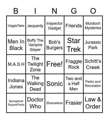 Theme Songs Bingo Card
